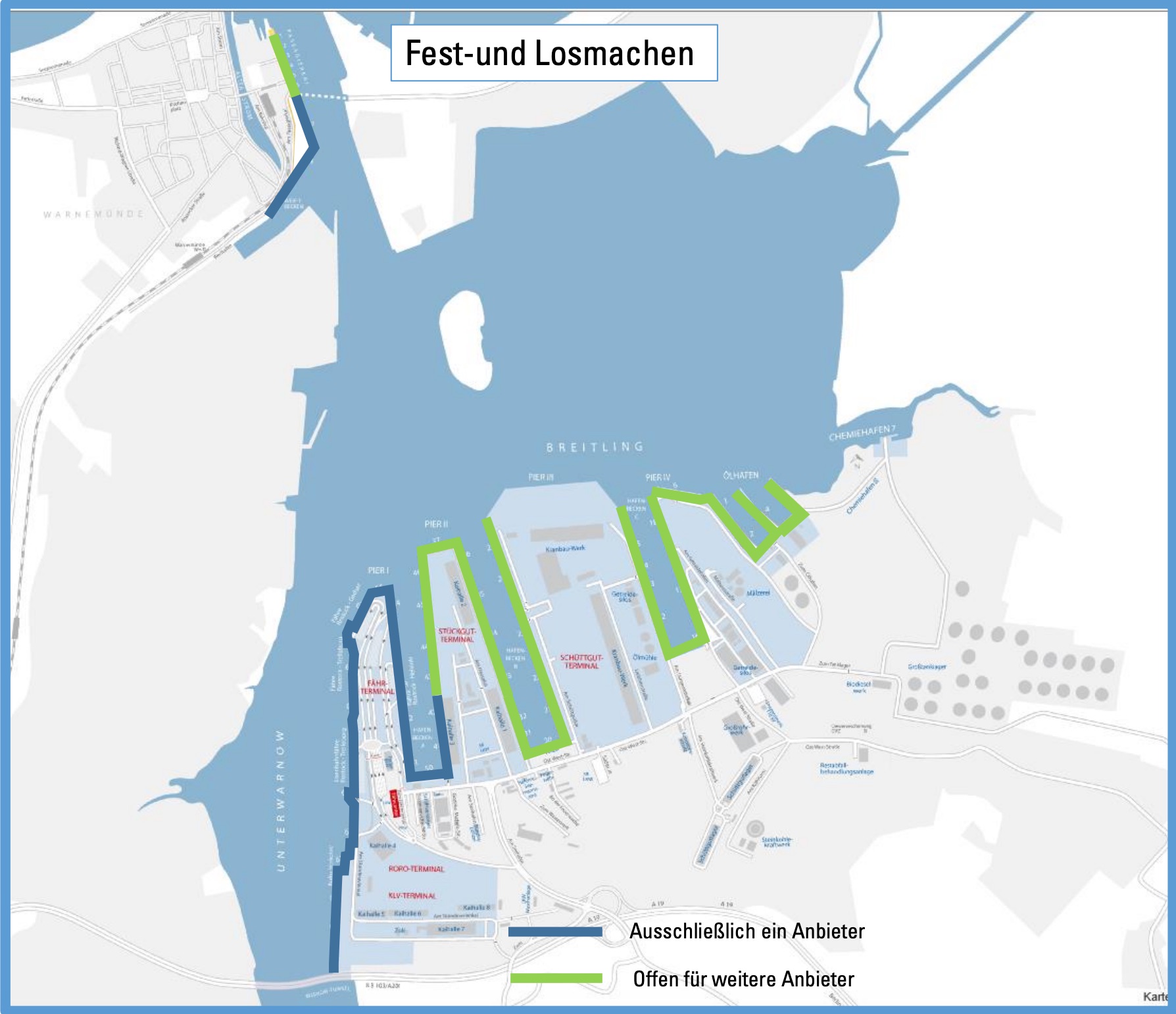 Infografik mit einer Übersicht des Überseehafens Rostock und des Kreuzfahrtterminals Warnemünde.
