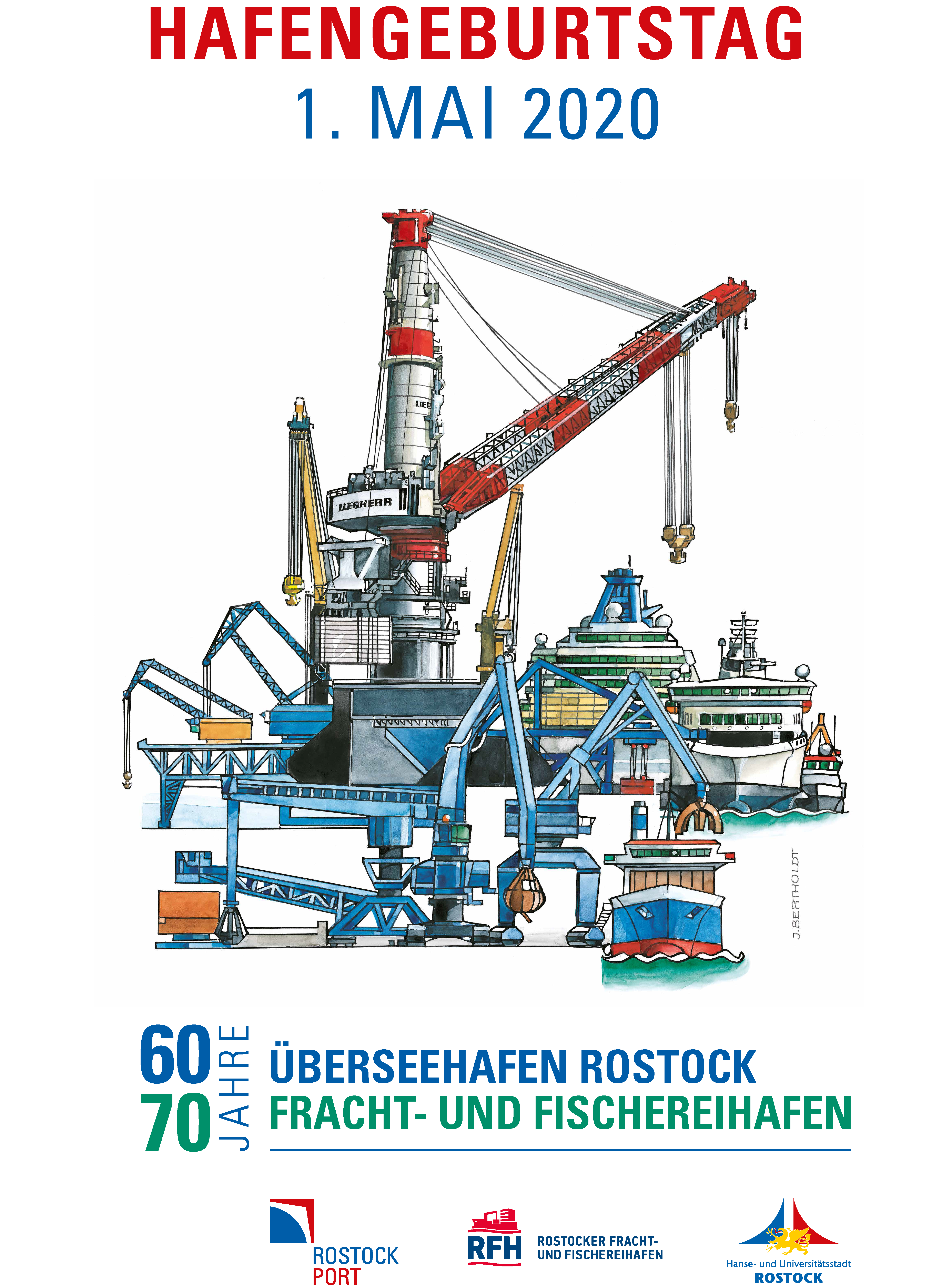 Veranstaltungsplakat zum Rostocker Hafengeburtstag am 1. Mai 2020.