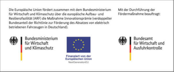 Zusammenstellung von drei Logos: Bundesministerium für Wirtschaft und Klimaschutz, Europäische Union (Finanzierungshinweis) und Bundesamt für Wirtschaft und Ausfuhrkontrolle.