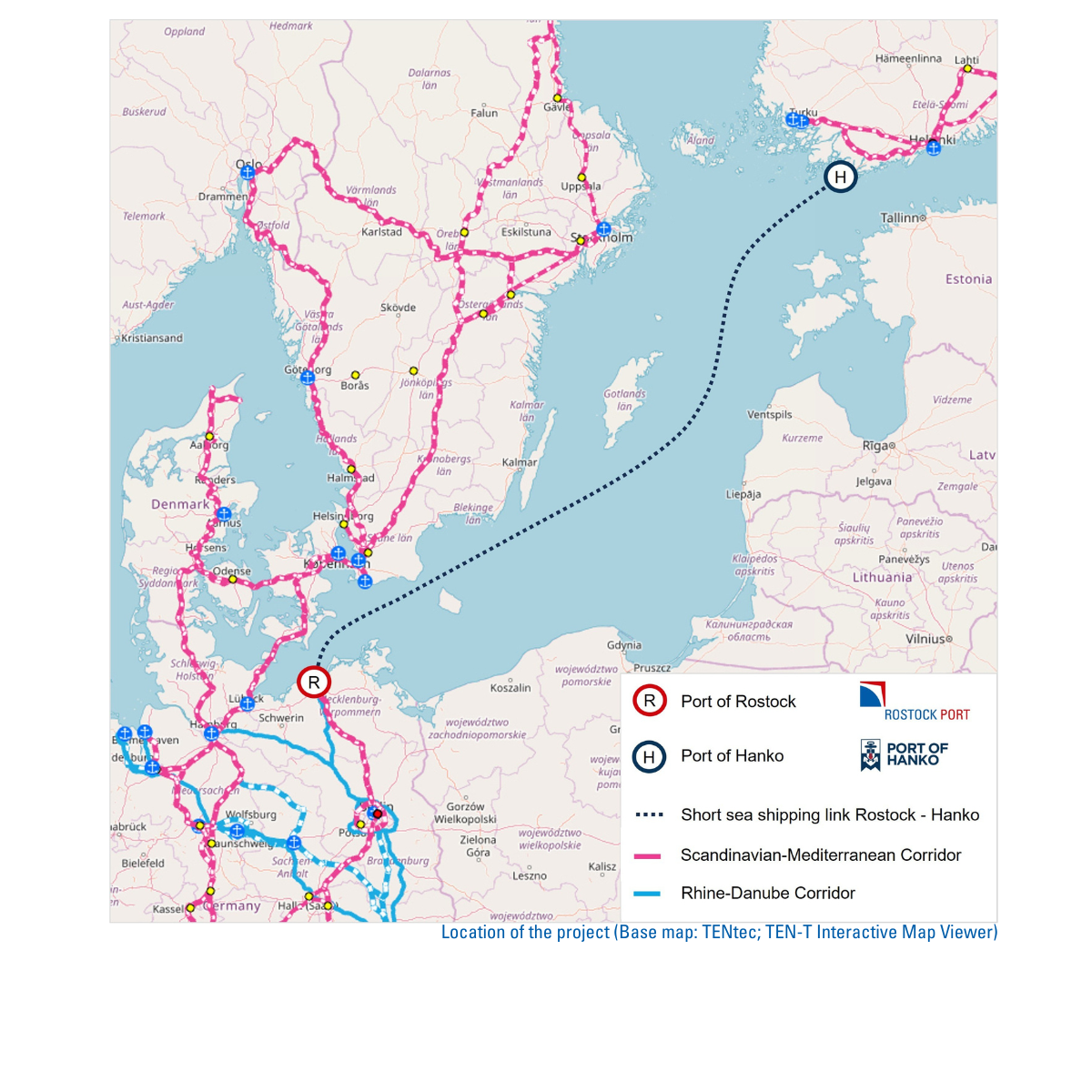 Bildschirmfoto der digitalen Plattform „TEN-T“ zum effizienteren Schienengüterverkehrs in Mitteleuropa