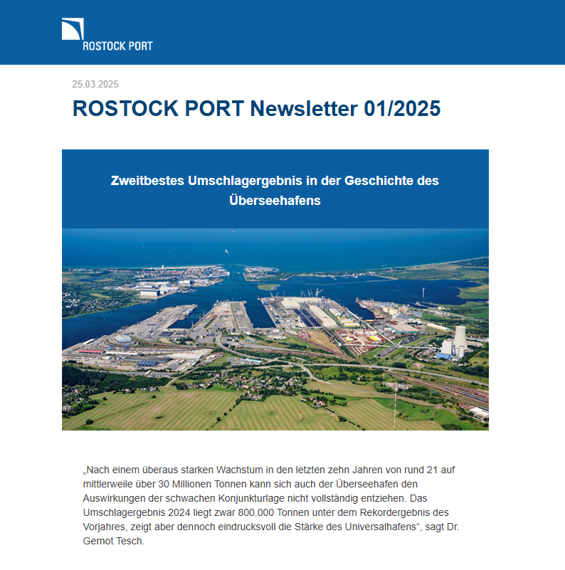 Vorschaubild ROSTOCK PORT-Newsletter 01/2025.
